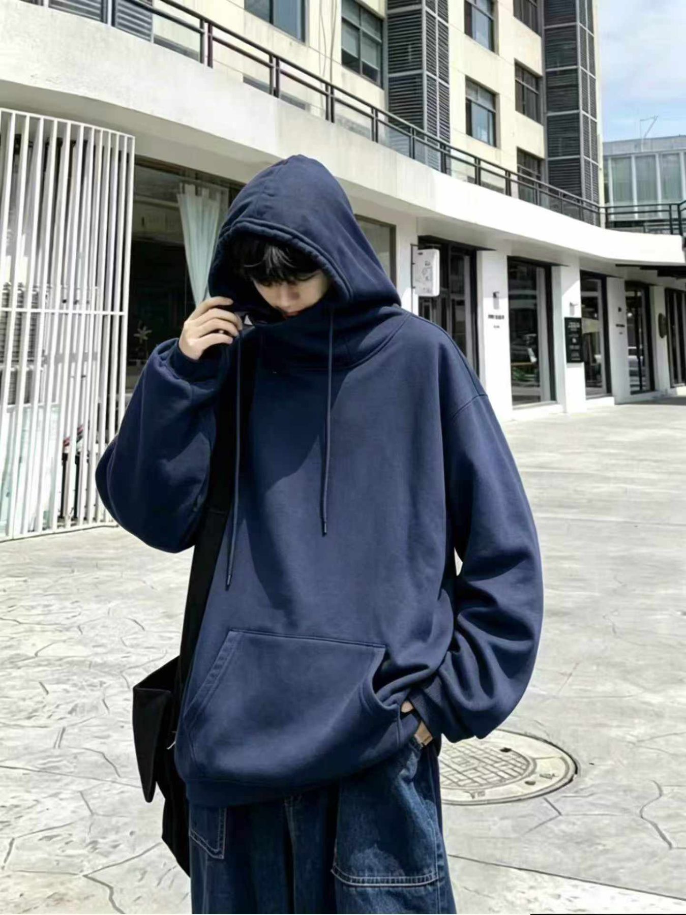 外贸光板连帽卫衣