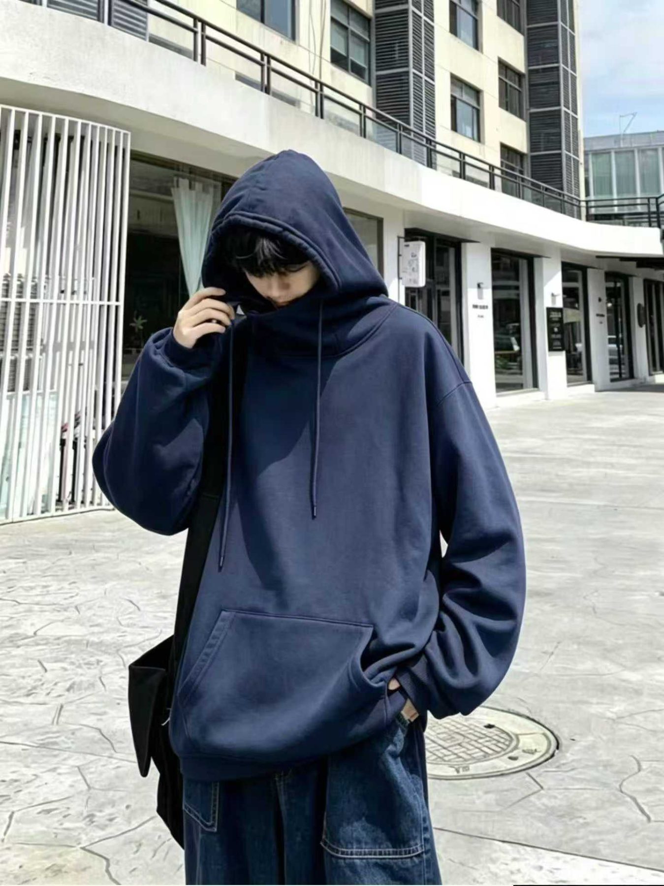 外贸光板连帽卫衣